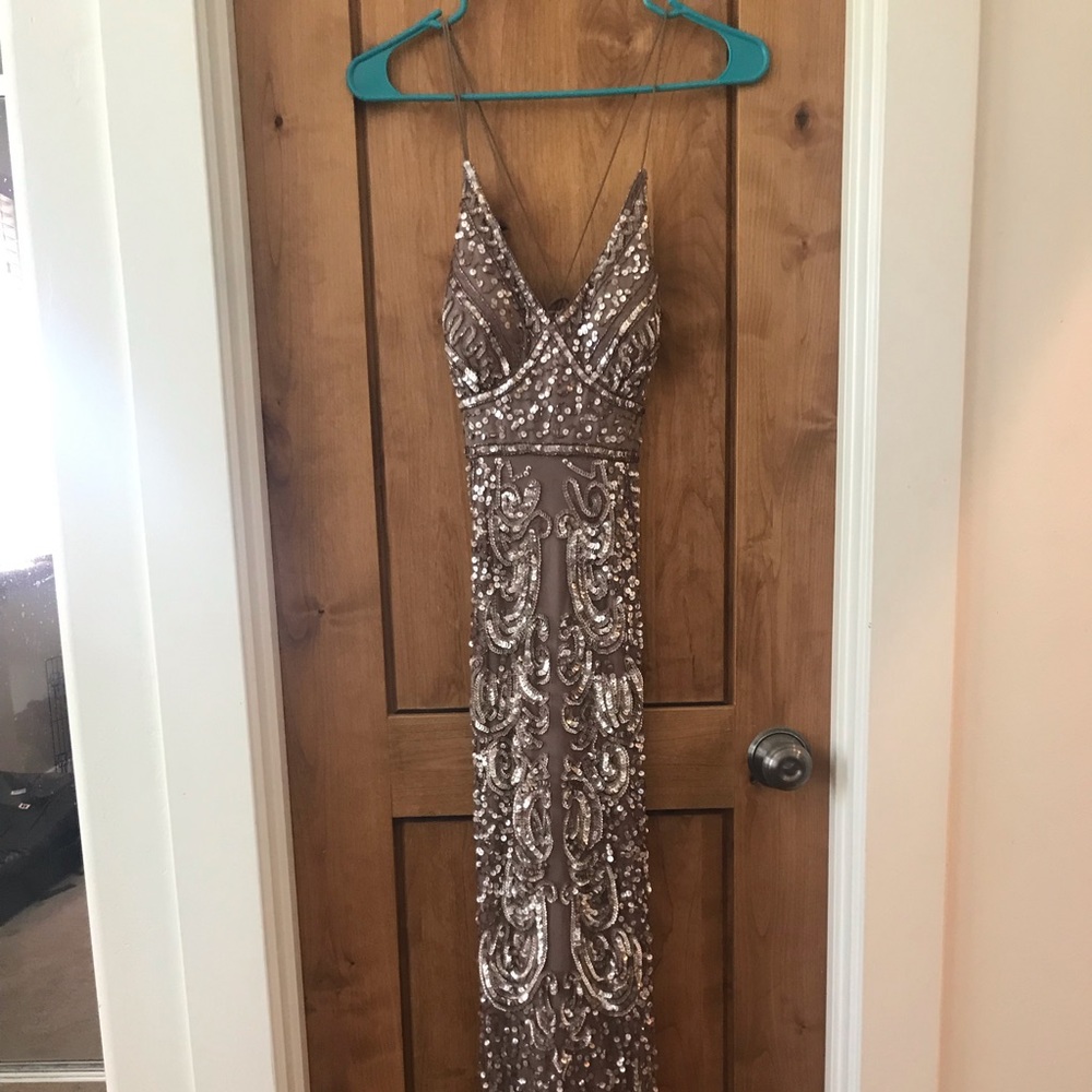 Full length formal dress with Art Deco design